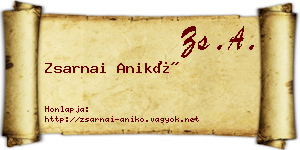 Zsarnai Anikó névjegykártya
